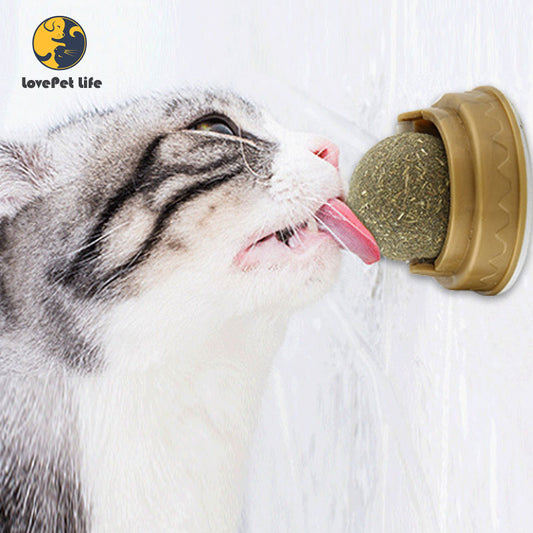 1PC Natural Catnip Cat Wall Stick-on Ball Toy Treats Healthy Natural Removes Hair Balls to Promote Digestion Cat Grass Snack Pet