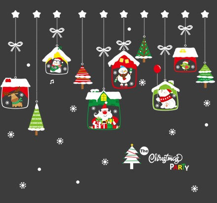 Christmas decorations stickers cartoon Santa Claus Christmas tree window stickers door stickers store store holiday dress