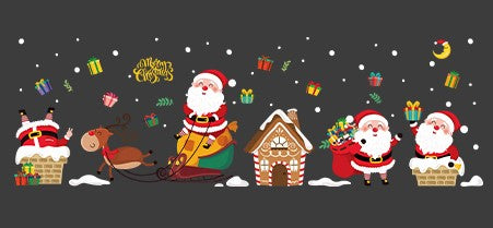 Christmas decorations stickers cartoon Santa Claus Christmas tree window stickers door stickers store store holiday dress