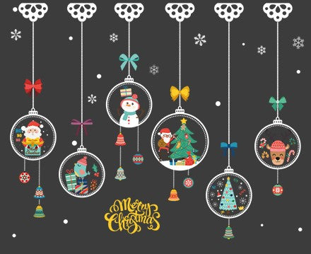 Christmas decorations stickers cartoon Santa Claus Christmas tree window stickers door stickers store store holiday dress