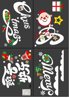 Christmas decorations stickers cartoon Santa Claus Christmas tree window stickers door stickers store store holiday dress