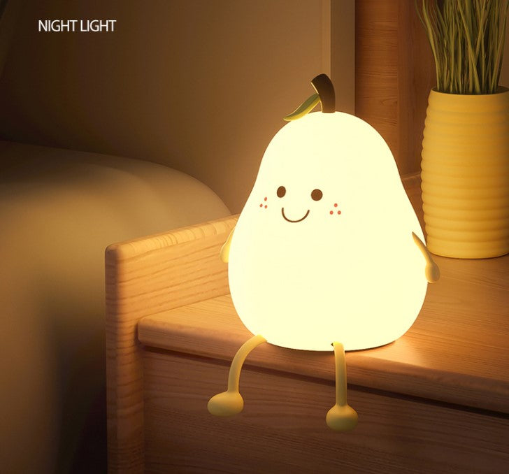 Never separate pear night light creative cute silicone pat light sleep light bedside table lamp rechargeable