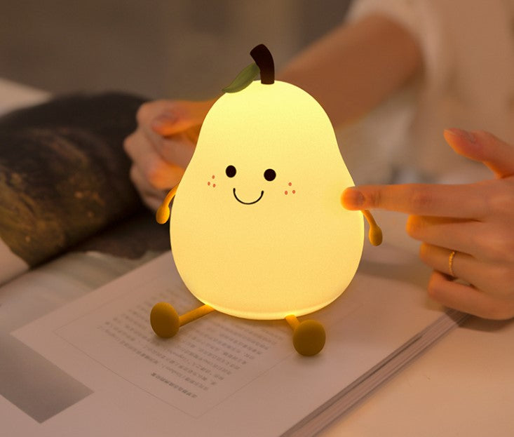 Never separate pear night light creative cute silicone pat light sleep light bedside table lamp rechargeable