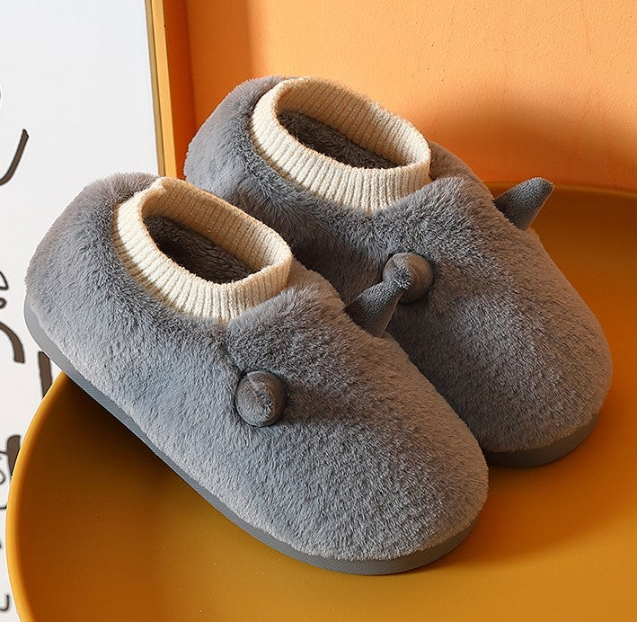 Men's and women's cotton slippers winter full wrap thick bottom home non-slip indoor warm plush men's and women's cotton shoes