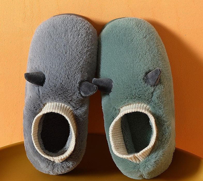 Men's and women's cotton slippers winter full wrap thick bottom home non-slip indoor warm plush men's and women's cotton shoes