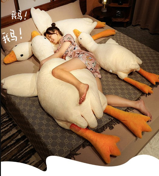 Big white goose pillow plush toy cute big goose pillow bed head pillow bed large back sofa cushion