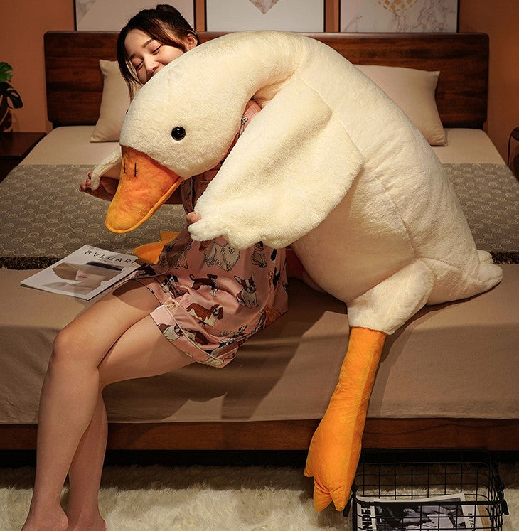 Big white goose pillow plush toy cute big goose pillow bed head pillow bed large back sofa cushion