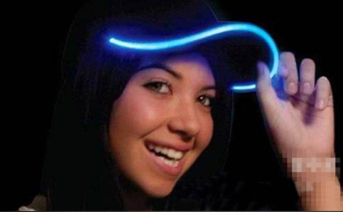 ins electric syllable luminous cap jumping disc equipment LED light fiber optic baseball cap