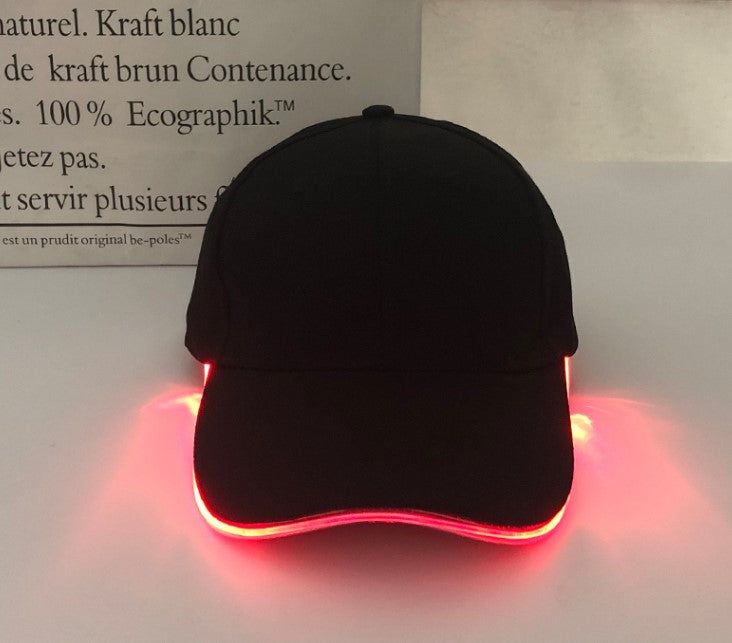 ins electric syllable luminous cap jumping disc equipment LED light fiber optic baseball cap