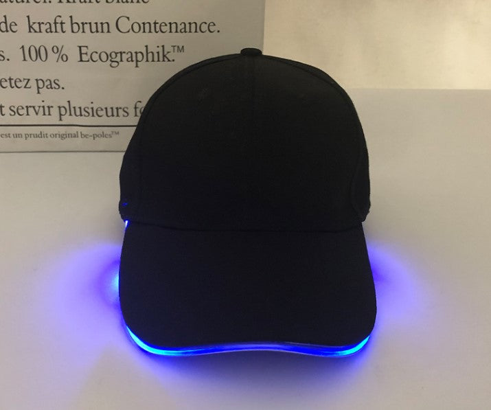 ins electric syllable luminous cap jumping disc equipment LED light fiber optic baseball cap