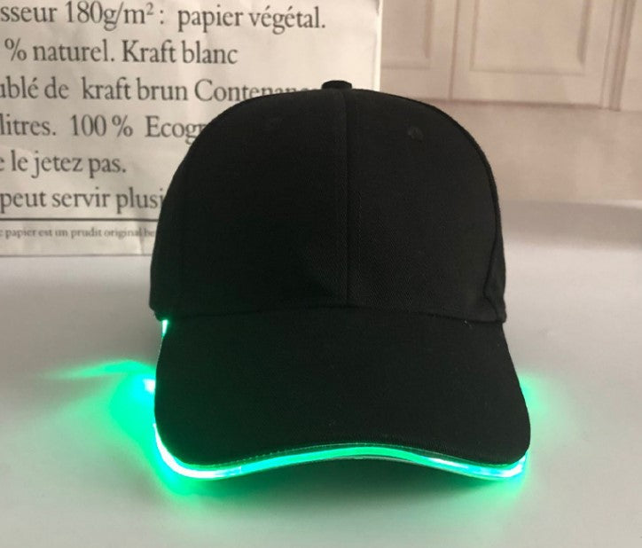 ins electric syllable luminous cap jumping disc equipment LED light fiber optic baseball cap