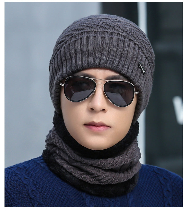 Men's hat winter warm wool fleece ear protection hat