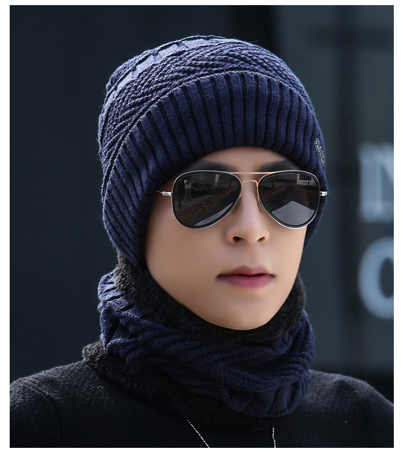 Men's hat winter warm wool fleece ear protection hat