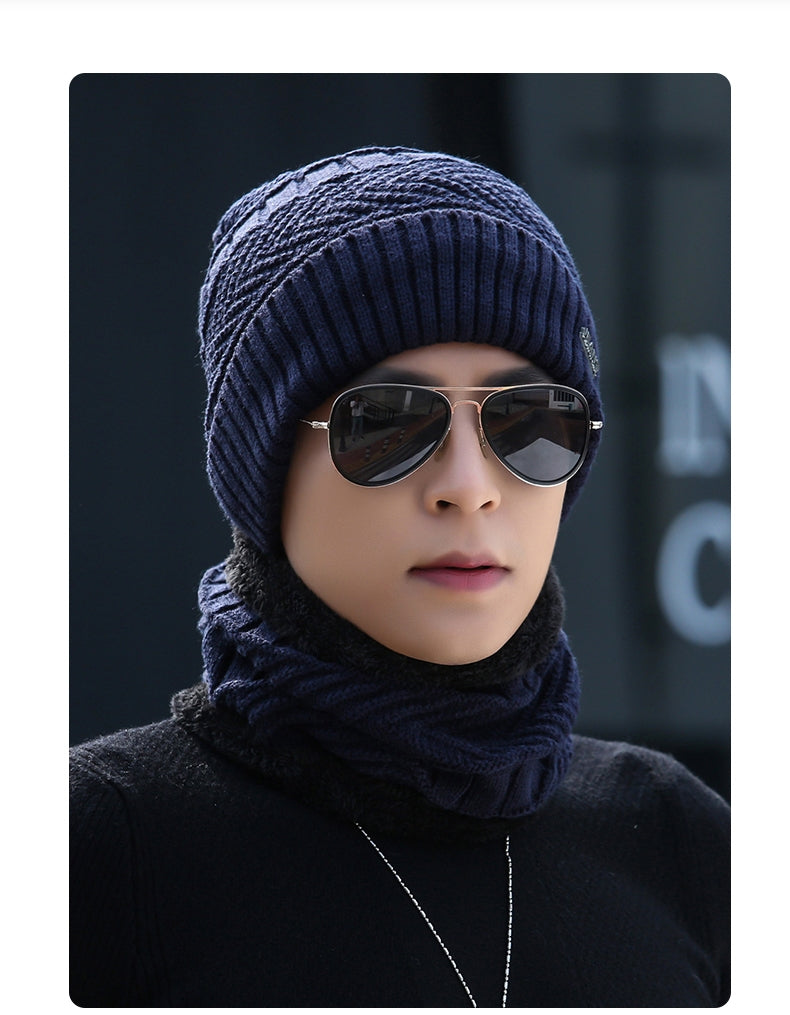 Men's hat winter warm wool fleece ear protection hat