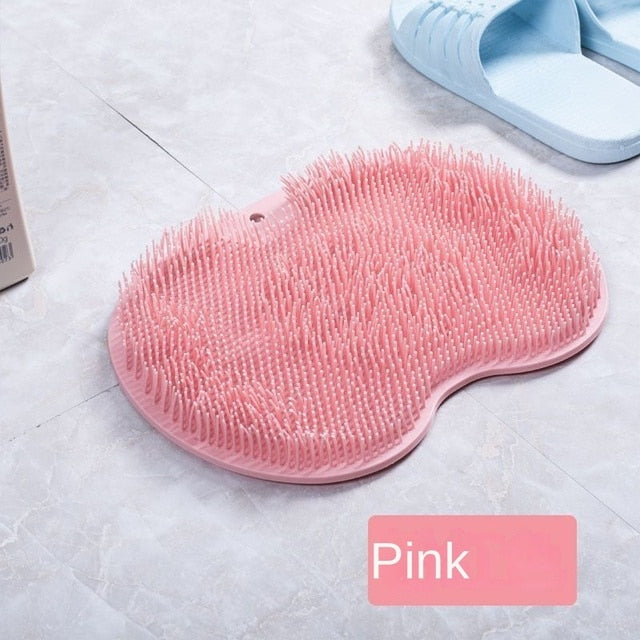 Back Foot Wash Brush with Suckers Massage Pad Foot Back Massage Mat Scrubber Back Bath Brush Anti-Slip Clean Dead Skin Bathroom