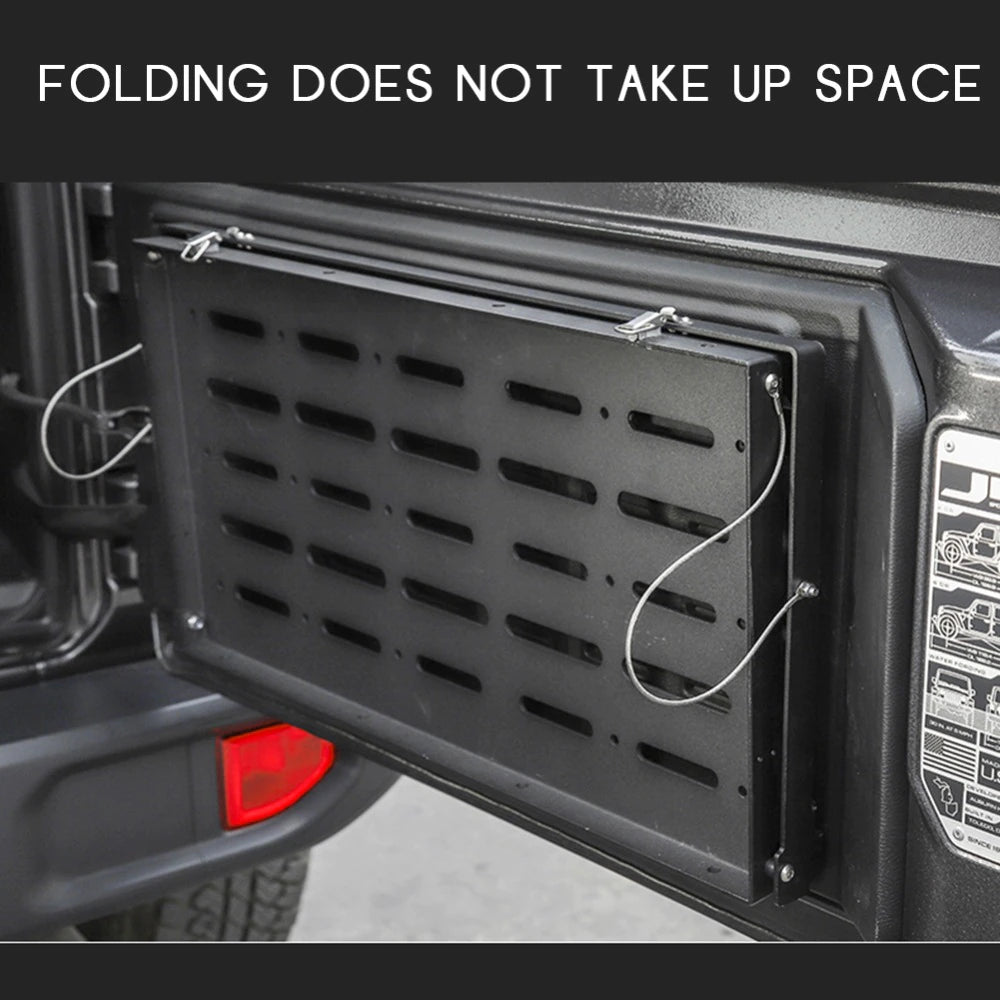 Alloy Matte Black  Rear Trunk Door Mounting Tray Foldable Back Shelf Stand  Fit for Jeep Wrangler JK 2007-2017