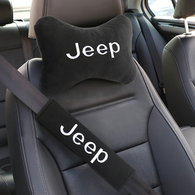 jeep Wrangler car headrest neck pillow seat belt cover set