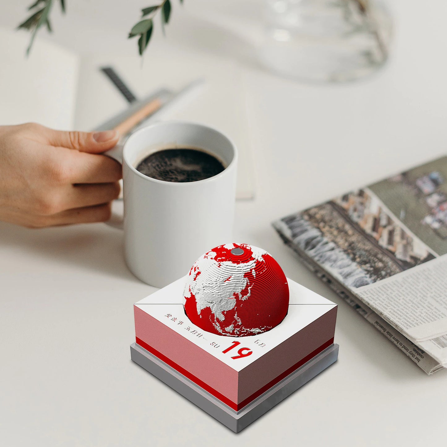 2023 Calendar 3D Earth Model Creative Note Desktop Calendar Study Ornament 3D Paper Sculpture Memo Creative Commemorative Gift