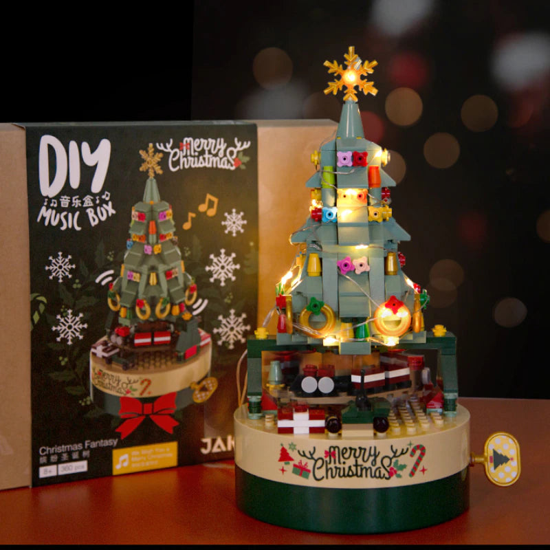 Octagonal Christmas Tree Diy Music Box Kit Building Blocks Music Box Block And Holiday Construction Toy Gift For Kids And Adults