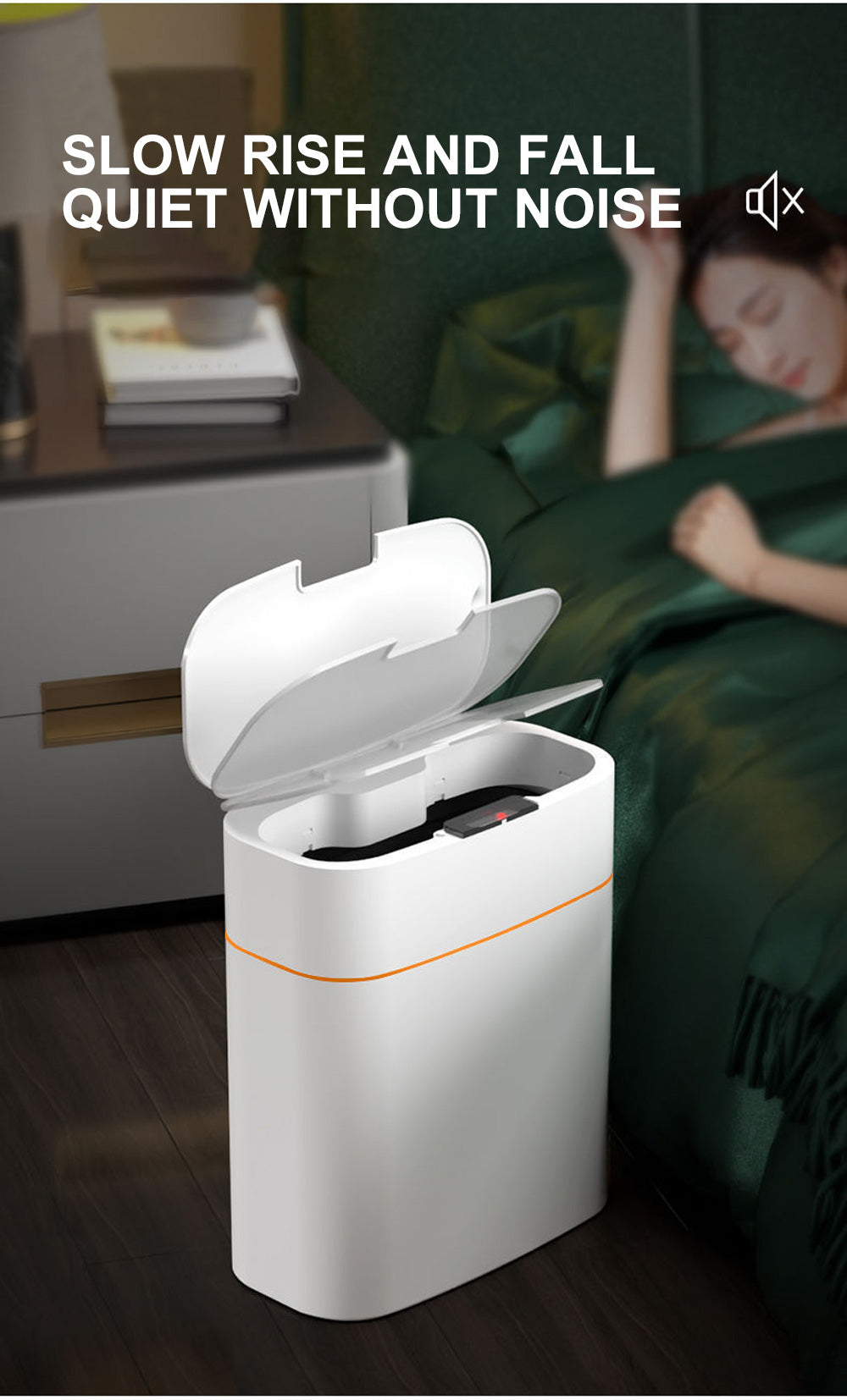 Automatic Intelligent Smart Trash Can Sensor Kitchen Trash Bin with Lid Household Bedroom Bathroom Narrow Gap Waste Garbage Bin