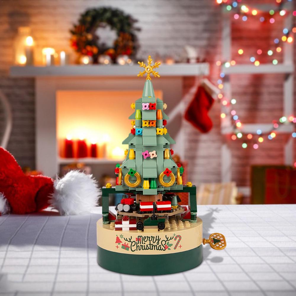 Octagonal Christmas Tree Diy Music Box Kit Building Blocks Music Box Block And Holiday Construction Toy Gift For Kids And Adults