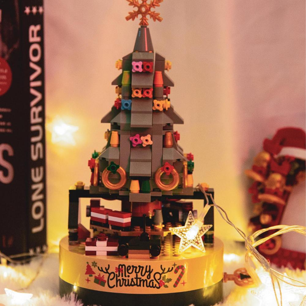 Octagonal Christmas Tree Diy Music Box Kit Building Blocks Music Box Block And Holiday Construction Toy Gift For Kids And Adults