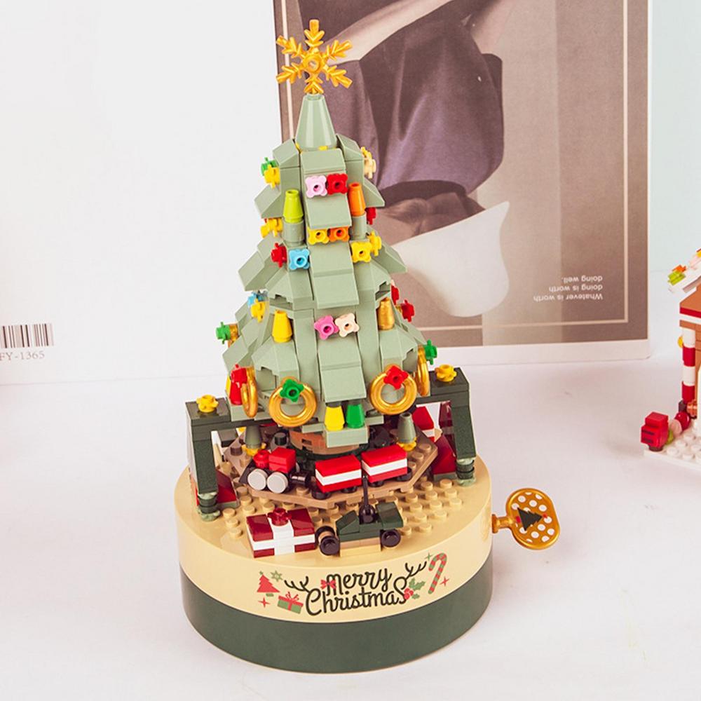 Octagonal Christmas Tree Diy Music Box Kit Building Blocks Music Box Block And Holiday Construction Toy Gift For Kids And Adults